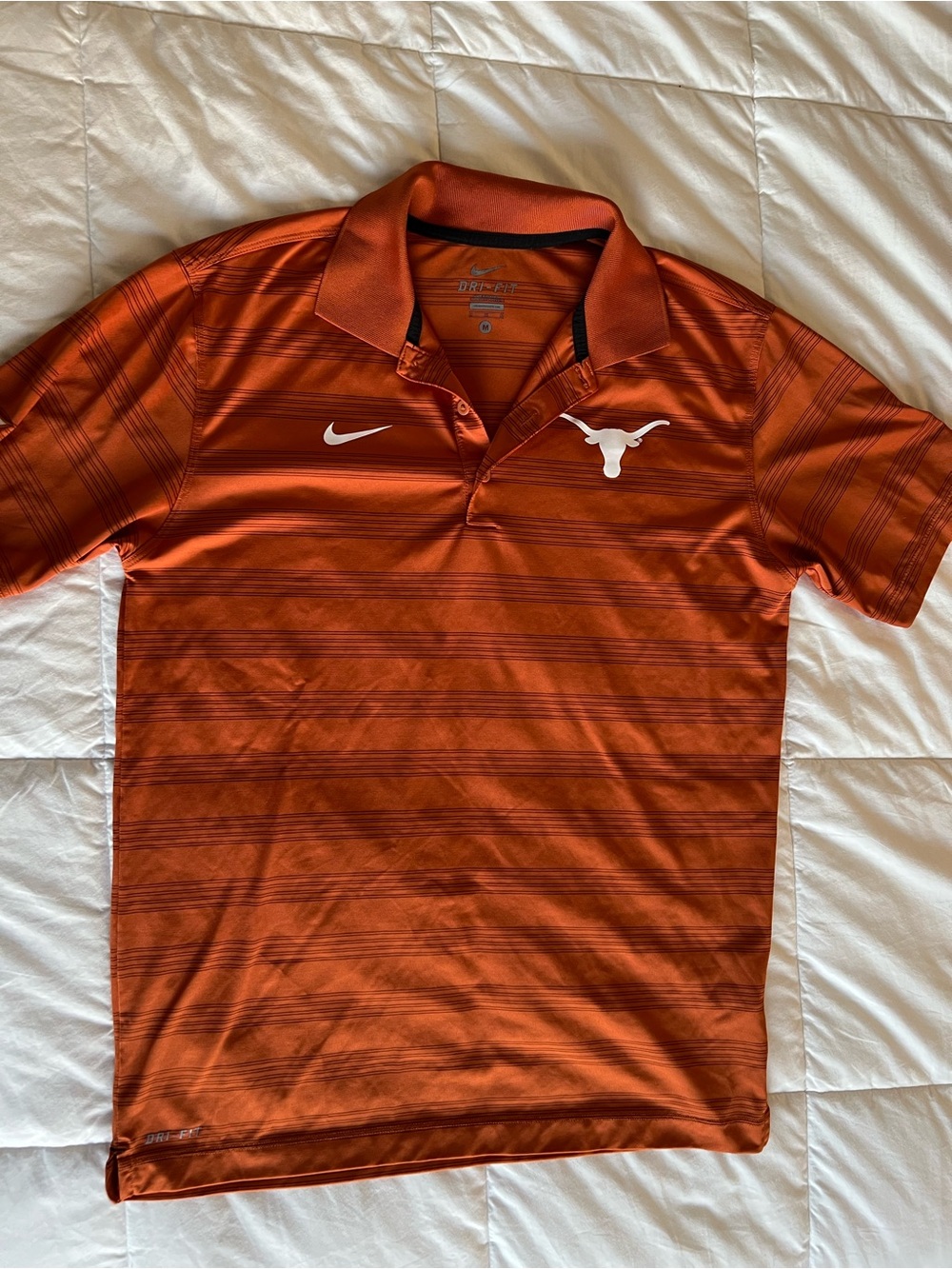 Nike Dri-Fit Burnt Orange Striped Texas Longhorn Polo